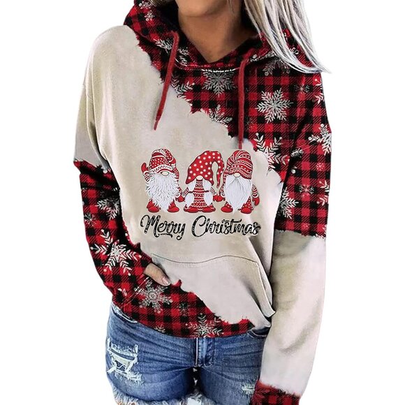 Women Christmas Sweatshirt Cotton Blend Long Sleeve Casual Holiday Tee - Picture 1 of 5